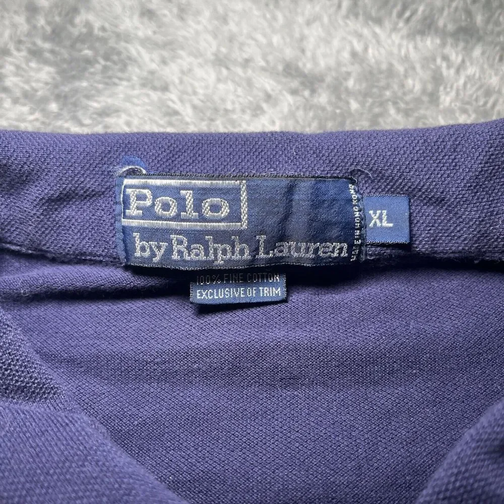 VTG Polo By Ralph Lauren Mens SZ XL Navy Blue Short Sleeve Crest Embroidered
